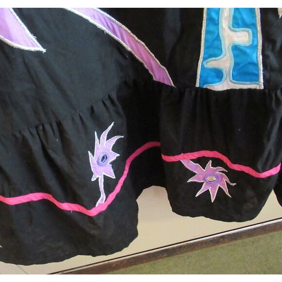 Vtg RAMONA RULL Cotton Giraffes Animals Mirrored Boho Dress Caftan Muumuu Small - Picture 4 of 8